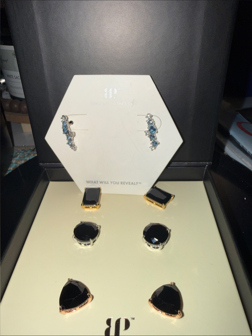 3 Sets of BLACK ONYX & 1 set BLUE TOPAZ London Blue Stud Earrings. HOLIDAYS!!!